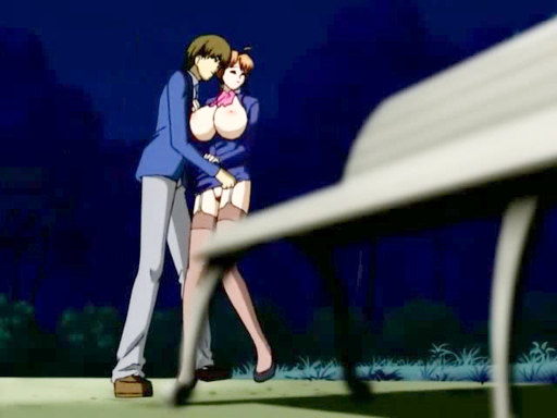 Young stud drills fem on the park bench